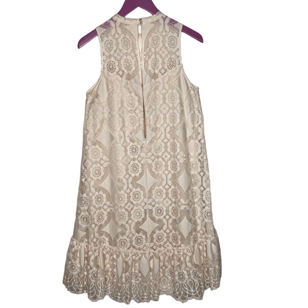 Anthropologie Floreat Ivory Manon Lace Sleeveless Overlay Dress Dress Size 4 - Picture 5 of 15